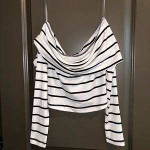 Fashion Nova Black and White Striped Crop Top